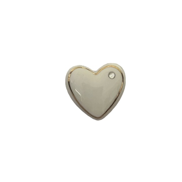 Lenox Porcelain Heart Brooch with Gold Trim and Rhinestone Accent - Picture 1 of 5